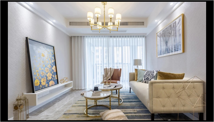 一改美式沉闷的格调，以点缀形式出现的色彩，使得整体氛围和谐温馨又不显凌乱，凸显出空间的华美气质