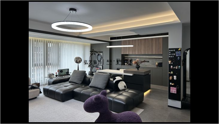 观塘帝景130㎡黑白灰现代风实景落地